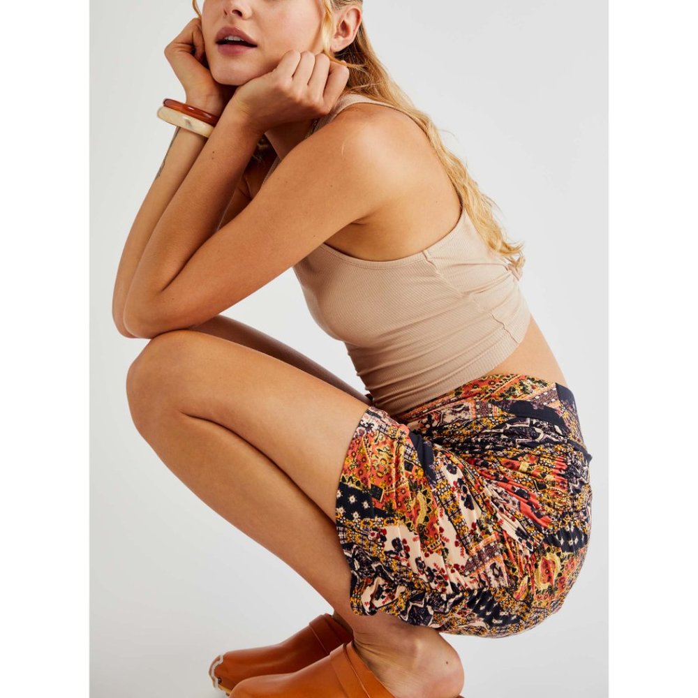 šLAST CHANCEš NWT Free People She's Something Else Printed Mini Skirt / Black - Picture 4 of 7